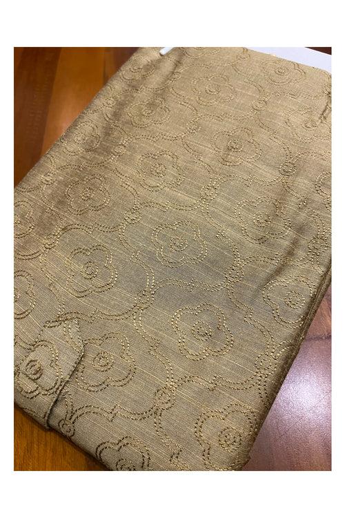 Southloom Light Brown Embroidered Semi Silk Short Kurta for Men