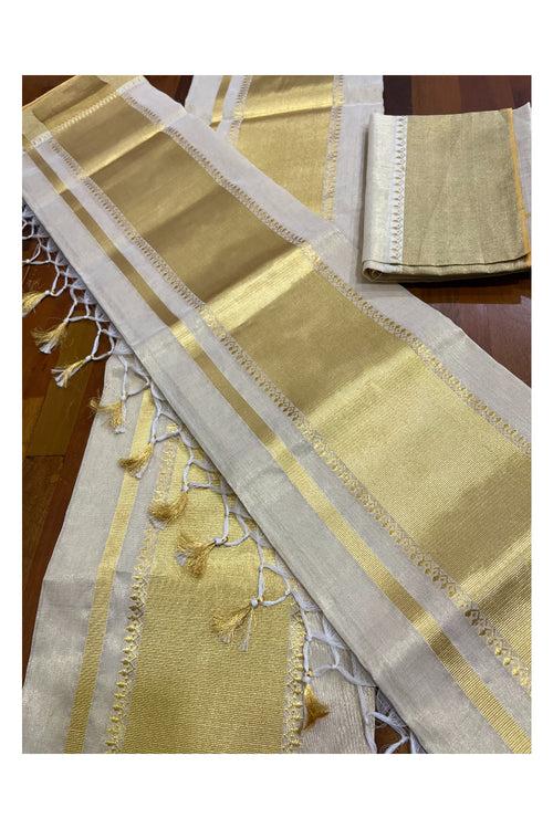 Southloom Super Premium Balaramapuram Handloom Tissue Unakkupaavu Wedding Pudava Set Mundu 2.80 Mtrs (with Matching Blouse Piece)