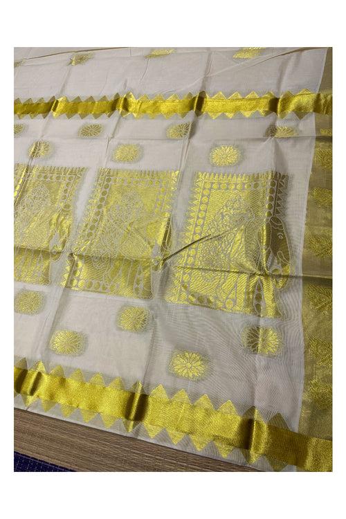 Kerala Cotton Heavy Woven Work Kasavu Saree