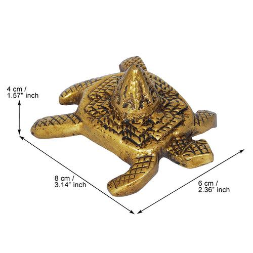 Golden Brass Meru Shree Yantra on Tortoise Statue Showpiece for Home, Office, and Temple - Bring Good Luck - Gift for Festive Occasions