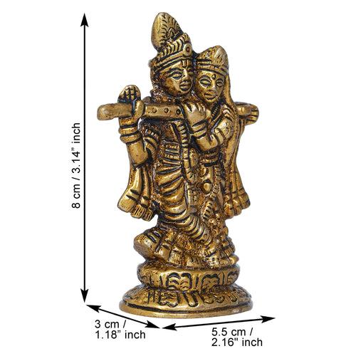 Golden Brass Radha Krishna Murti Idol - God Goddess Statue Decorative Showpiece for Home, Office, Car Dashboard - Gift for Festivals like Janmashtami, Radha Ashtami, and Diwali