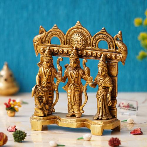 Golden Brass Handcrafted Ram Darbar Statue for Home Temple