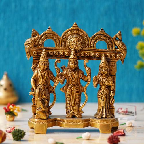 Golden Brass Handcrafted Ram Darbar Statue for Home Temple