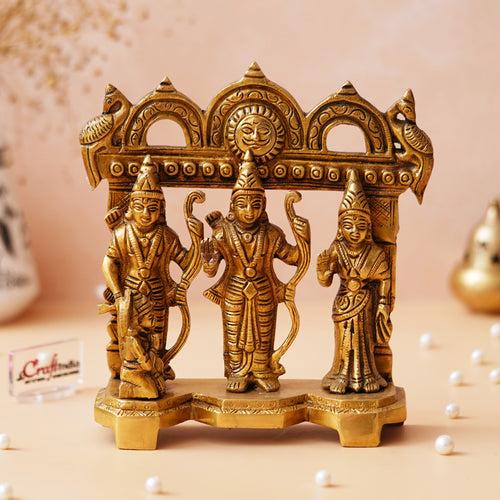 Golden Brass Handcrafted Ram Darbar Statue for Home Temple