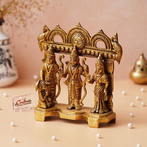 Golden Brass Handcrafted Ram Darbar Statue for Home Temple