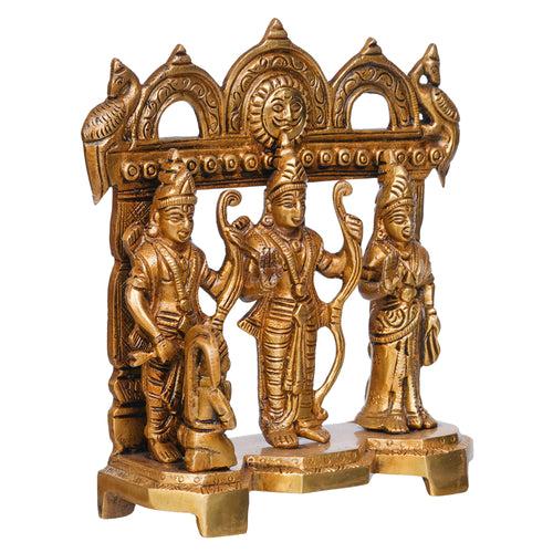 Golden Brass Handcrafted Ram Darbar Statue for Home Temple