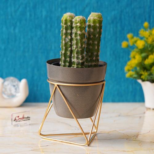 Black & Golden Metal Planter Flower Vase Pot with Stand for Home, Office Decor, Living Room, Balcony, Tabletop, Indoor Outdoor, Pack of 1