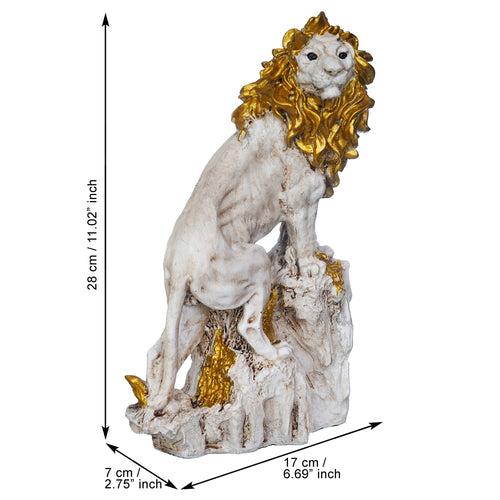 Polyresin Lion Statue Climbing on Rock Animal Figurine Showpiece