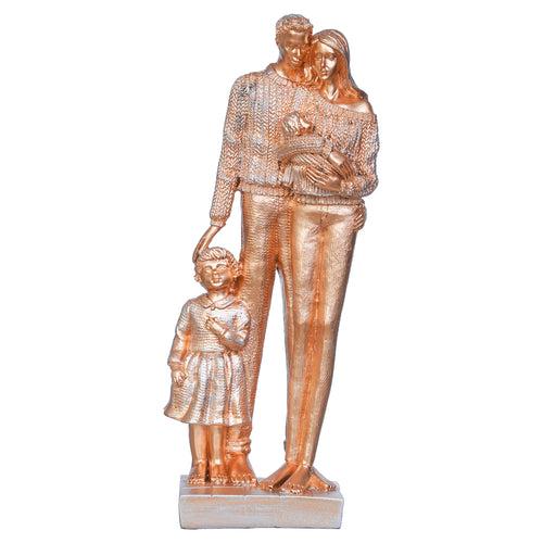 Golden Beloved Family of Husband, Wife, Daughter, and Son Human Figurines Decorative Showpiece