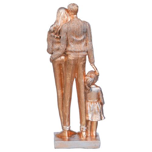 Golden Beloved Family of Husband, Wife, Daughter, and Son Human Figurines Decorative Showpiece