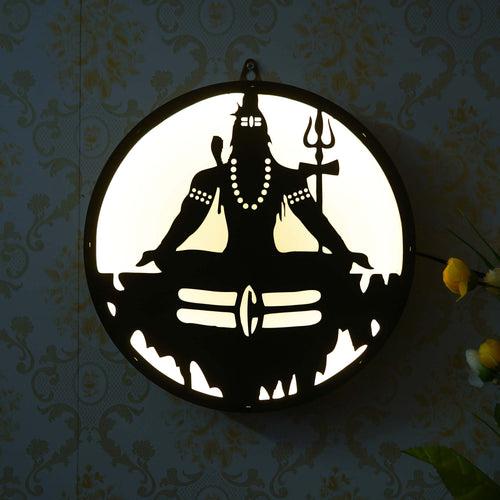 Lord Shiva Wooden Cutout LED Light Lamp Decorative Wall Hanging