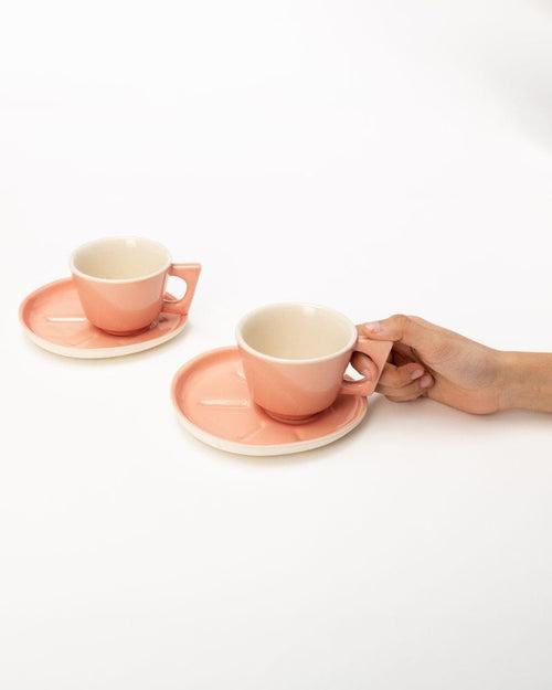 Jojo Small Coffee Cup and Saucer Set Melon (215 ml) (Set of 2 cups and saucers)