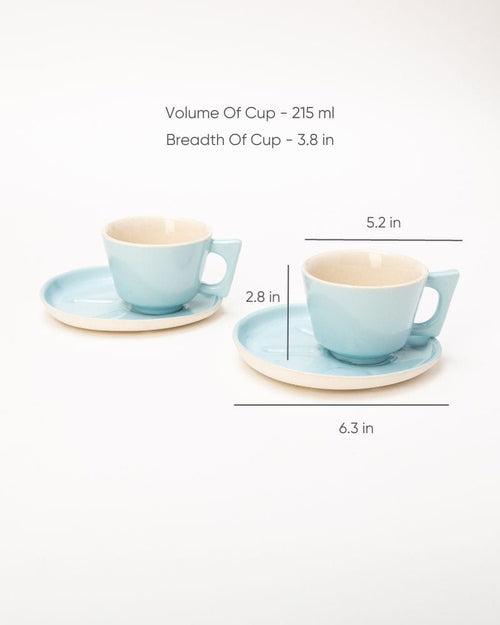 Jojo Small Tea Cup Set Aqua (215 ml) (Set of 2 cups and saucers)