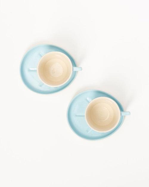 Jojo Small Tea Cup Set Aqua (215 ml) (Set of 2 cups and saucers)