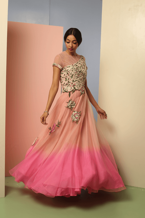 Fiorella Bouffant Appliqué Gown