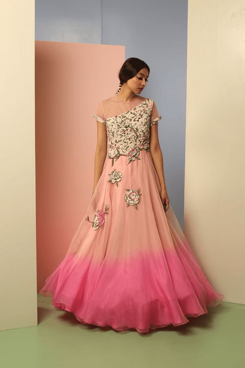 Fiorella Bouffant Appliqué Gown