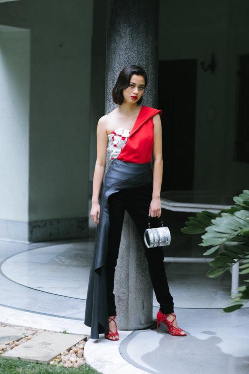 Kalki Koechlin In Betty Draper Asymmetrical Corset Top