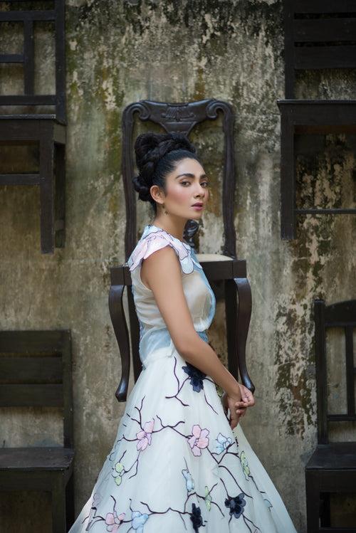 Trellis Skirt and Denim Top