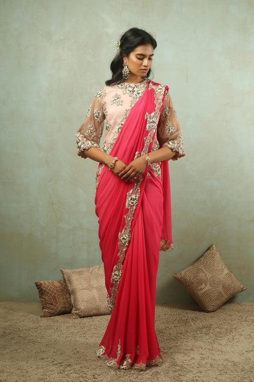 The Rajkumari Rose Saree