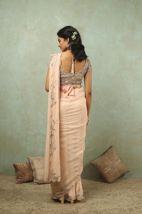 Fairytale Pink Tea Rose Saree