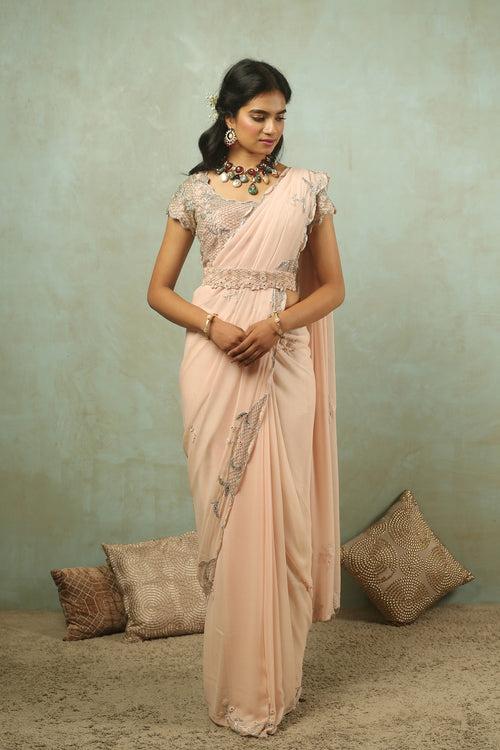 Fairytale Pink Tea Rose Saree