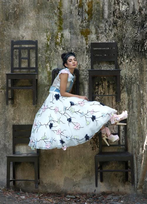 Trellis Skirt and Denim Top