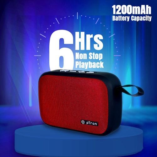pTron Sonor Evo 5W Mini Bluetooth Speaker with 6Hrs Playtime, Immersive Sound, 40mm Driver, Bluetooth v5.1 with Strong Connectivity, Portable Design, Integrated Music & Call Control (Red)