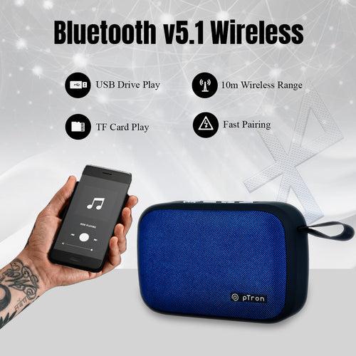 pTron Sonor Evo 5W Mini Bluetooth Speaker with 6Hrs Playtime, Immersive Sound, 40mm Driver, Bluetooth v5.1 with Strong Connectivity, Portable Design, Integrated Music & Call Control (Blue)