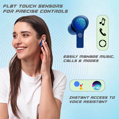 pTron Basspods Buds Plus AI-ENC TWS Earbuds (Blue)