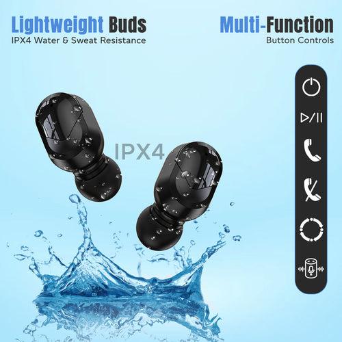 pTron Bassbuds Indie TWS Earbuds with Mic (Blue & Black)