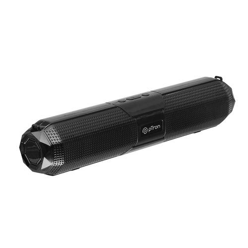 pTron Fusion Beam 16W Bluetooth 5.0 Speaker Soundbar, up to 19Hrs Playback Time, Soundbar for Phone/TV/Laptop/Tablets/Projectors, Aux/TF Card/USB Drive/FM Playback & TWS Function (Black)