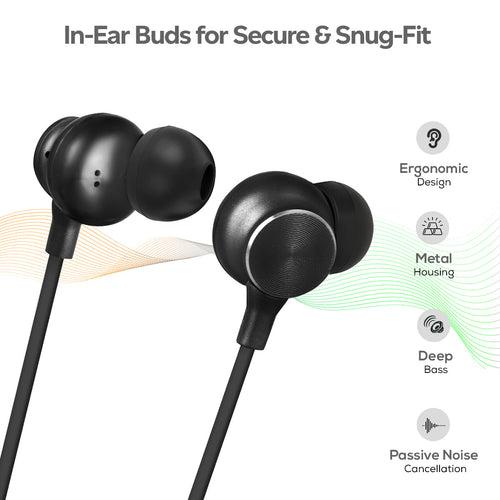 pTron Tangent Duo Bluetooth 5.2 Wireless in-Ear Earphones with Mic,Magnetic Earbuds (Black)