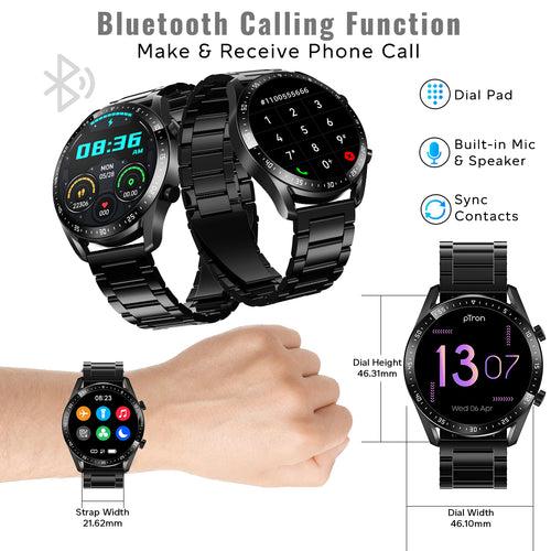 pTron Force X11P Full Metal Bluetooth Calling Smartwatch (Black)