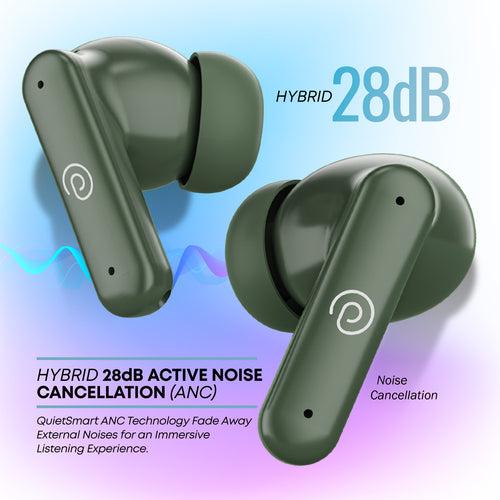 pTron Zenbuds 1 ANC Earbuds with Quad Mic TruTalk ENC Calls (Green)