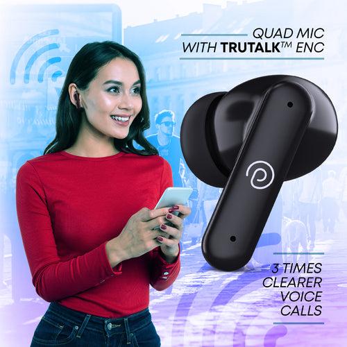 pTron Zenbuds 1 ANC Earbuds with Quad Mic TruTalk ENC Calls (Black)