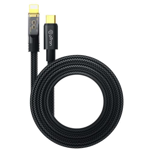 pTron Solero 30W Type-C to 8 Pin USB Fast Charging Nylon Braided Cable (1M, Black)