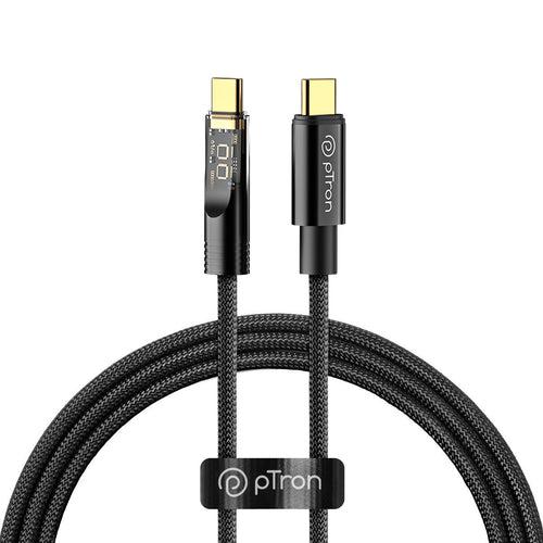 pTron Solero 80W Type-C to Type-C Super Fast Charging USB Cable(1M,Black)