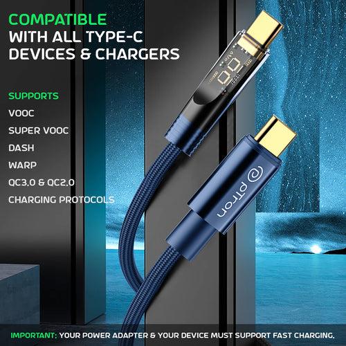 pTron Solero 80W Type-C to Type-C Super Fast Charging USB Cable(1M,Blue)