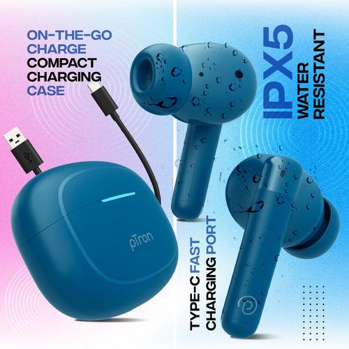 pTron Bassbuds Duo Pro TWS Earbuds with HD Mic (Blue)