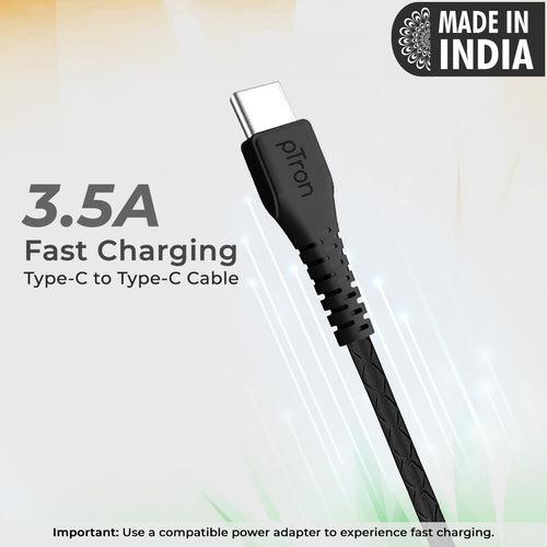 pTron Solero T351 3.5Amps Fast Charging Type-C to Type-C PD Data & Charging USB Cable (Black)