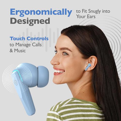 pTron Zenbuds Evo X2 in-Ear TWS Earbuds with Quad Mic & ENC Calls (Blue)