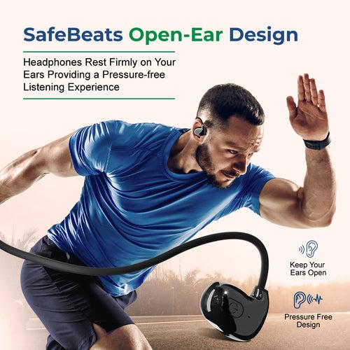 pTron Tangent Play Open-Ear Wireless Neckband with Mic (Black)