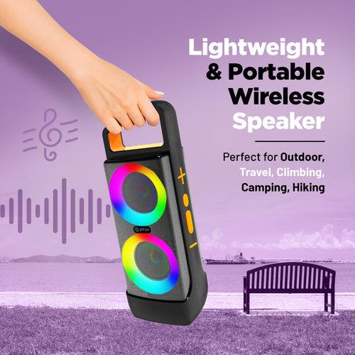 pTron Fusion Saga 20W Bluetooth Speaker with Punchy Stereo Sound, RGB Lights, Metal Grills, 8H Playtime, TWS Feature & Multi-Compatibility  (Black/Orange)