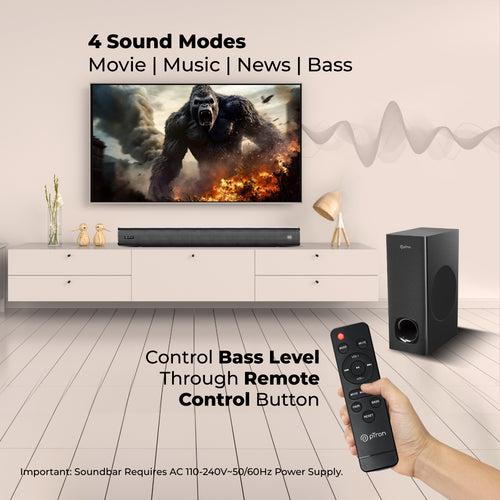 pTron Jazz Plus 120W Soundbar with Wired Subwoofer for TV (Black)