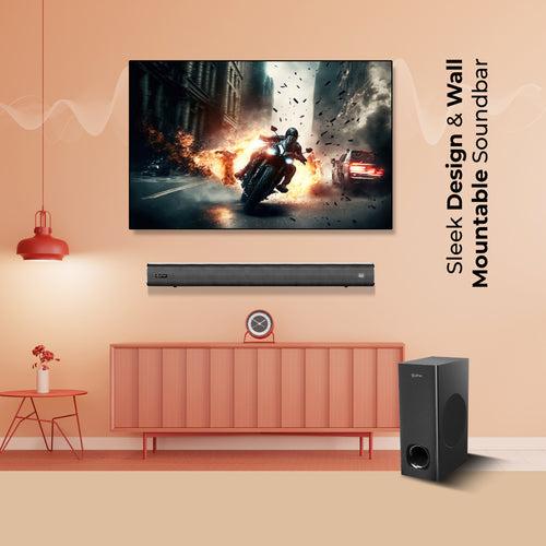 pTron Jazz Plus 120W Soundbar with Wired Subwoofer for TV (Black)