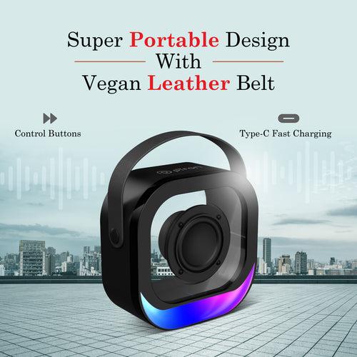 pTron Fusion Moment Mini Bluetooth Speaker with Immersive Sound, Transparent Design, Vivid RGB Lights (Black)