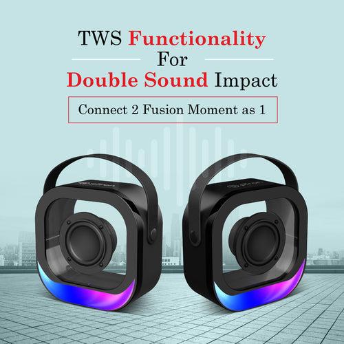 pTron Fusion Moment Mini Bluetooth Speaker with Immersive Sound, Transparent Design, Vivid RGB Lights (Black)