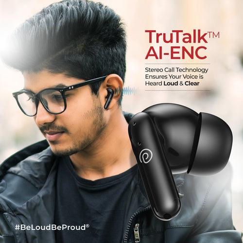 pTron Zenbuds Evo TWS Earbuds with AI-TruTalk ENC Calls (Black)