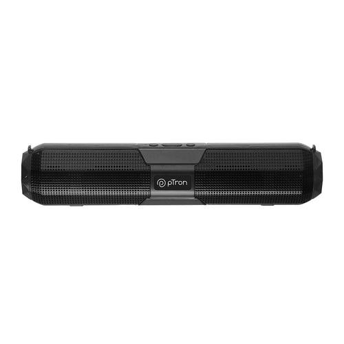 pTron Fusion Beam 16W Bluetooth 5.0 Speaker Soundbar, up to 19Hrs Playback Time, Soundbar for Phone/TV/Laptop/Tablets/Projectors, Aux/TF Card/USB Drive/FM Playback & TWS Function (Black)