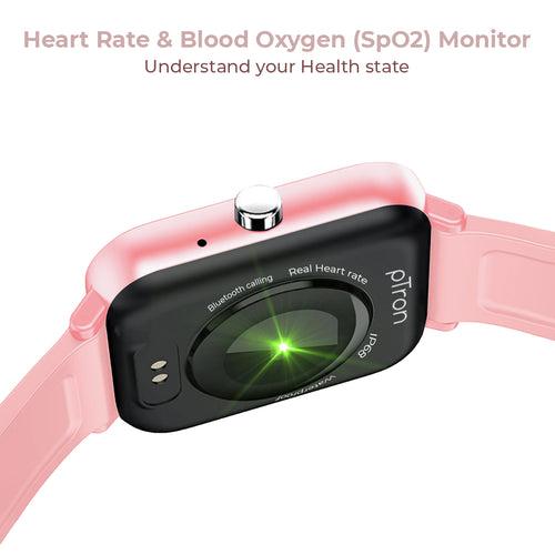 pTron Pulsefit Pro Bluetooth Calling Fitness Smartwatch (Pink)